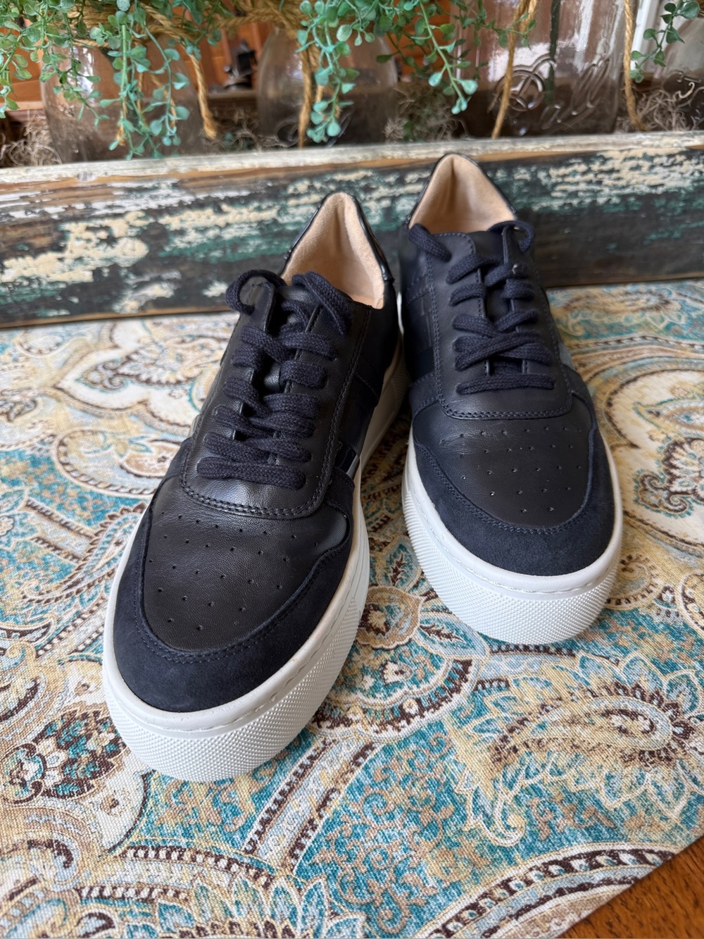 Hotter Dart II Comfort Walking Shoes Croc Detail Navy Blue Size 7.5